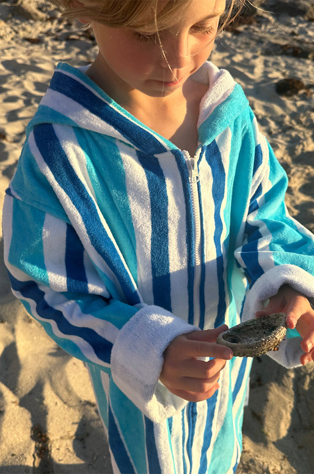 Kids Stripe Hooded Towelling Robe 7-11Y